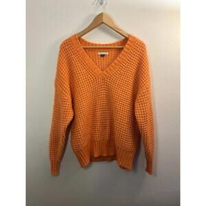 American Eagle Oversized Orange V-Neck Sweater Size XS